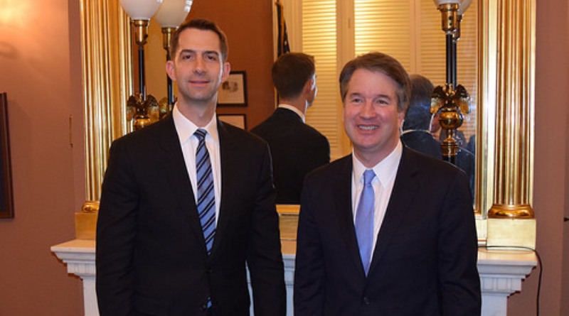Photo of Senator Tom Cotton (R-Ark) and Brett Kavanaugh (R-Privilege)
