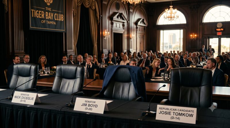 Image of luncheon with empty seats