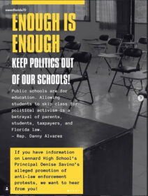 An instagram post by Owen saying that we should keep politics out of our schools.