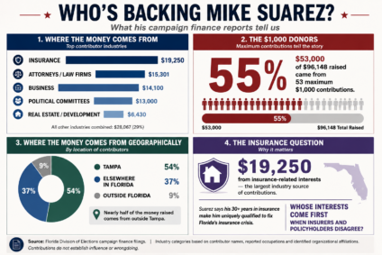 Infographic representing campaign finance contribution distribution