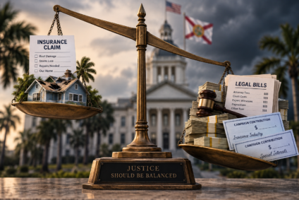 Scales of Justice weighted to Insurance Companies