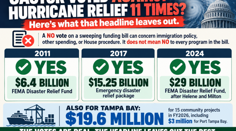Infographic of Rep. Castor votes for disaster funding