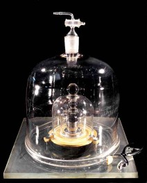 The international prototype of the kilogram is inside three nested bell jars at the Bureau International des Poids et Mesures in Paris.
